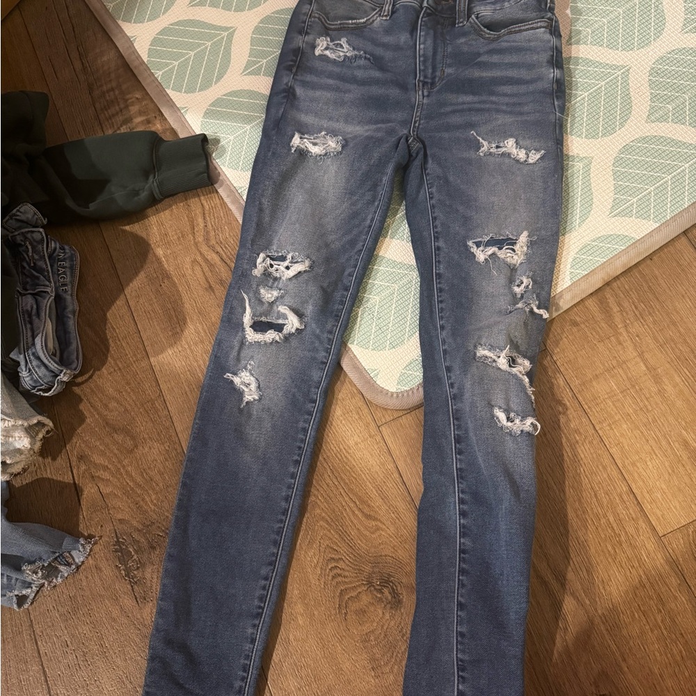 American Eagle Outfitters Ripped Dark Blue Skinny Jeans